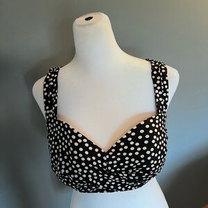 Lands' End Black and White Polka Dot Bikini Top